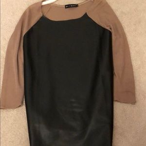 Brown and black leather top